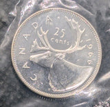 1966 Canadian 25 Cents .800 Silver QuarterDollar Queen Elizabeth II - BU Sealed0