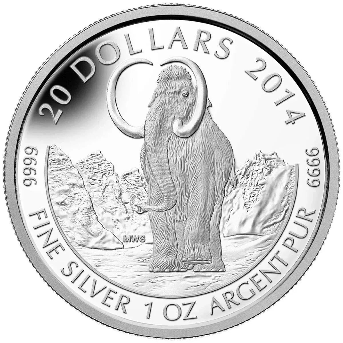 2014 $20 Prehistoric Animals: The Woolly Mammoth - Pure Silver Coin - NumisFind