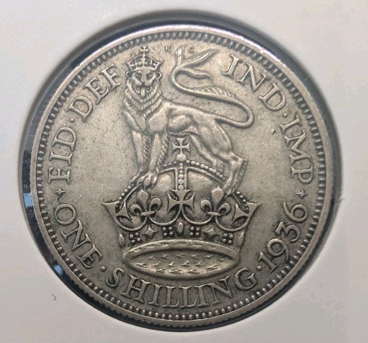 1936 Great Britain 1 Shilling Silver Coin - 5.66g of 0.5 Silver0
