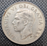 Mint Error! Die clash obverse - 1951 Canada SILVER Half Dollar Fifty Cents Coin3