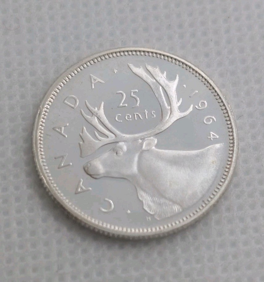 Silver 1964 Canada 25 Cents BU UNC Silver0