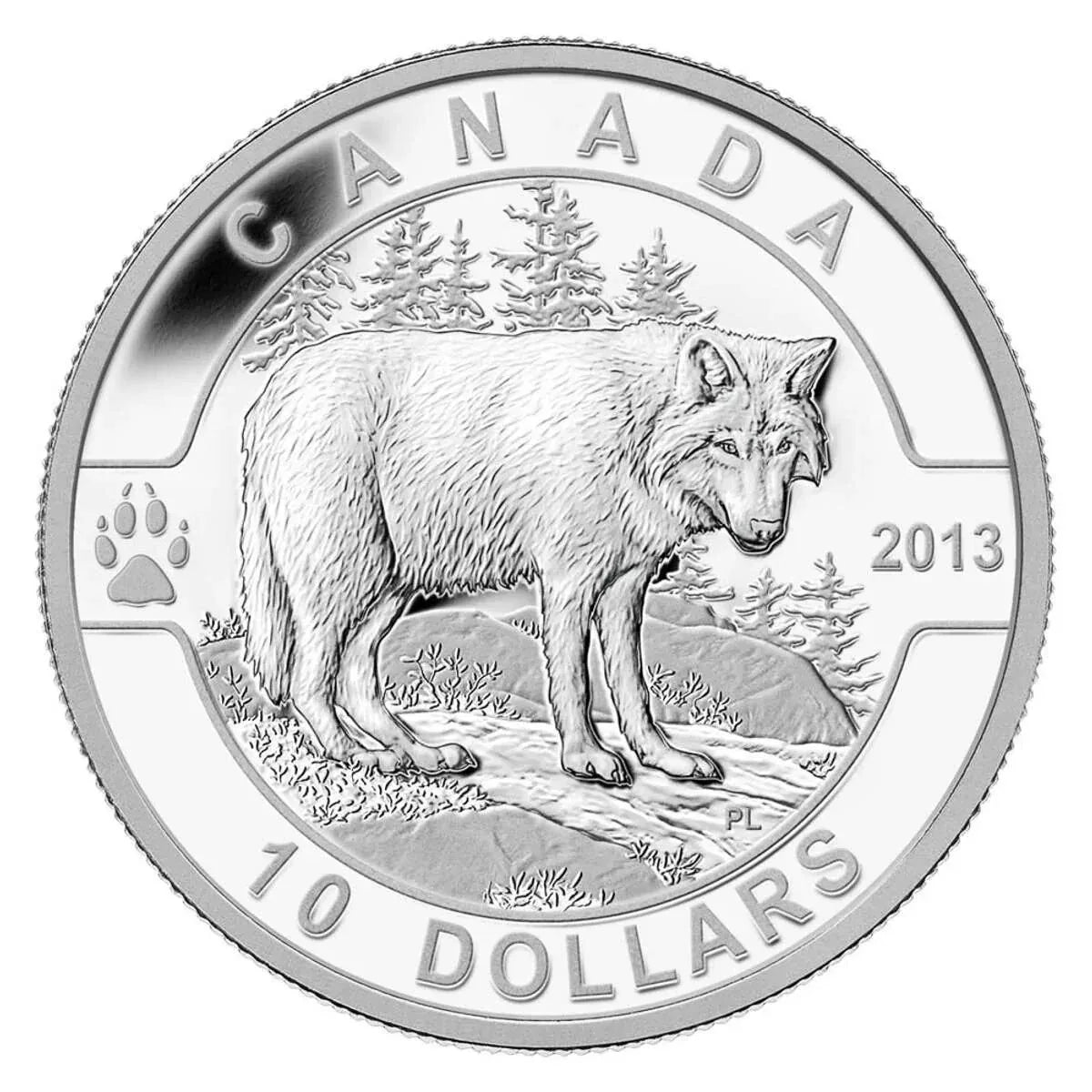 2013 WOLF O Canada Series $10 Pure Silver Matte Proof - Coin only - NumisFind