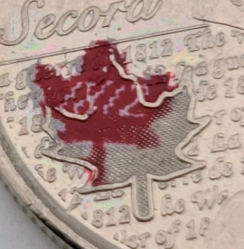 2013 Canada 25¢ Laura Secord Colorized Coin – Major Color Misalignment Error1