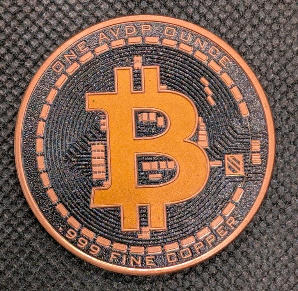 Bitcoin Black Colored 1 Ounce Copper Coin round rare0