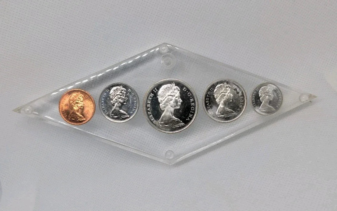 1967 Silver Coins Pl Set In epoxy cube Desk weight Great Gift! - NumisFind