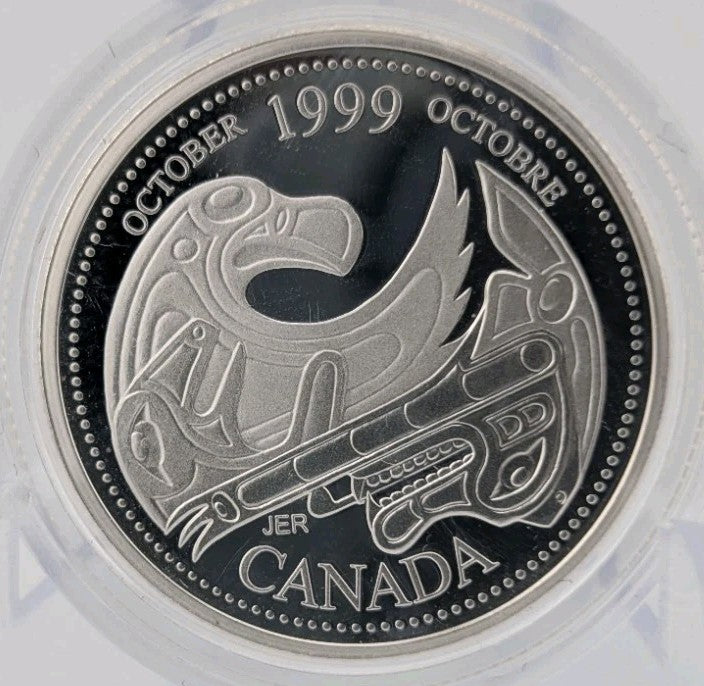 Coin Only 1999 25c October First Nations Millennium Proof Sterling Silver Coin0
