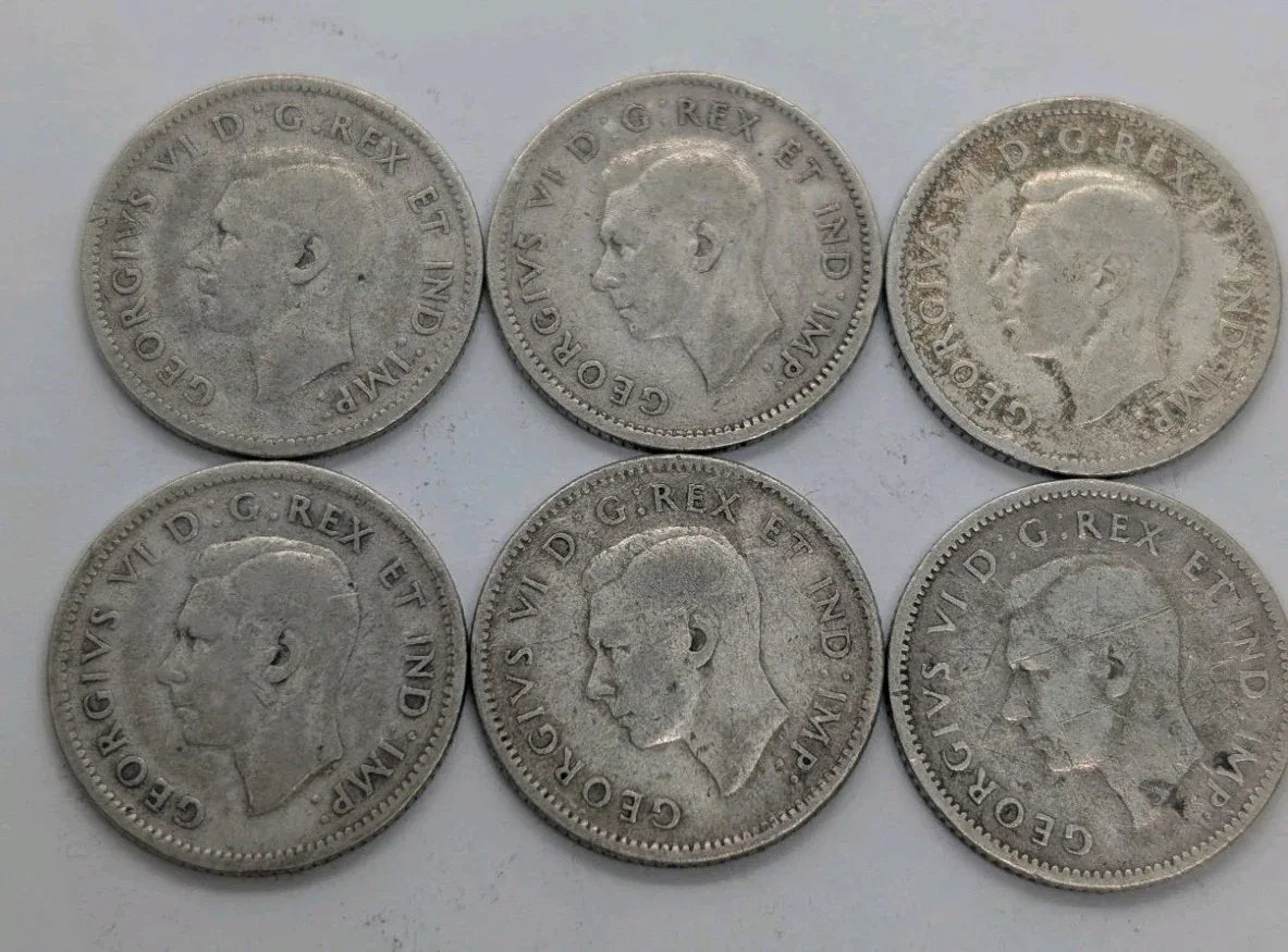 Canadian Silver Dimes Lot Of 6 10c coins - from 1940 to 1945 - NumisFind