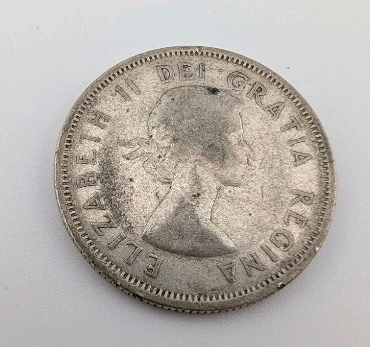 Canada 1955 25 Cents 25c Canadian Caribou Quarter Coin - 80% Silver - ASW .150oz1