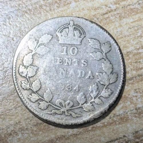 KEY DATE Only 400,000 Minted CANADA 1934 10 cents silver coin King George V - NumisFind