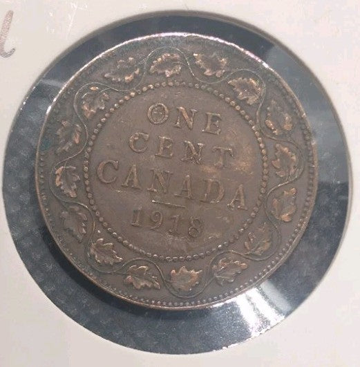 CANADA - 1918 Large Canadian 1 Cent Penny - F-15 Cleaned0