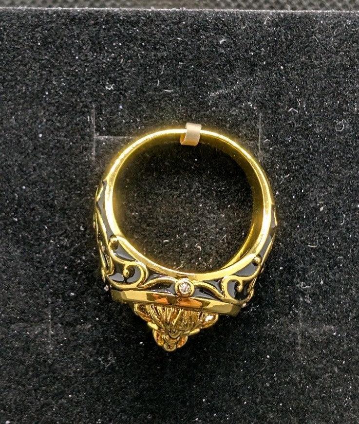 Designer Handmade Textured Lion Gold Plated Ring For Anniversary Gift - NumisFind