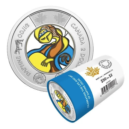 NEW ! 2025 Daphne Odjig Toonie $2 Color Canada Special Wrap RCM Roll - 25 coins0