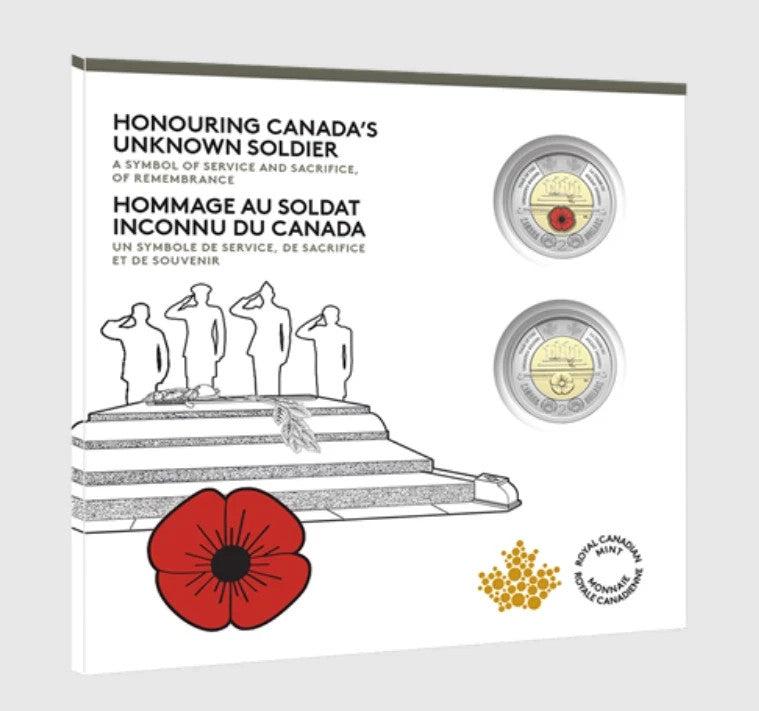 2025 Canada $2 Unknown Soldier Coin Toonie Remembrance Poppy Colorized/Non-Color0