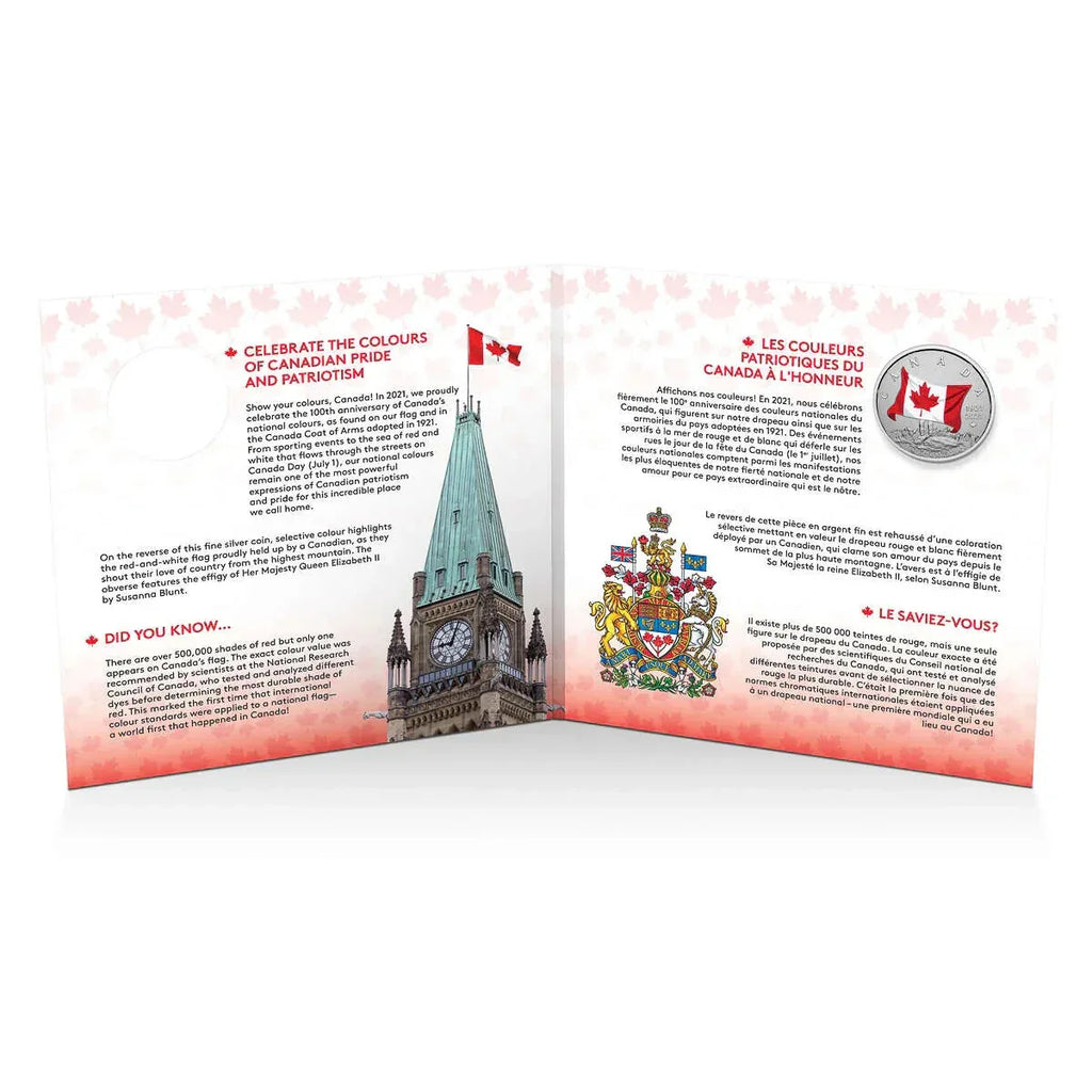 1921-2021 - Moments to Hold - Canada’s National Colours - $5 Pure Silver Coin - NumisFind