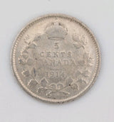 1914 Canada 5 cents Silver Coin Nickel Circulated0
