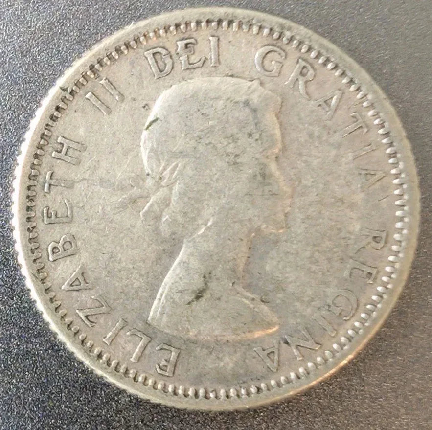 1957 CANADA 10¢ CENT QUEEN ELIZABETH II .800 SILVER DIME COIN - NumisFind