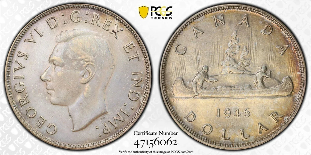 Canada 1945 & 46 $1 Silver Dollar Coin - PCGS AU Details Cleaned - HARD TO FIND! - NumisFind