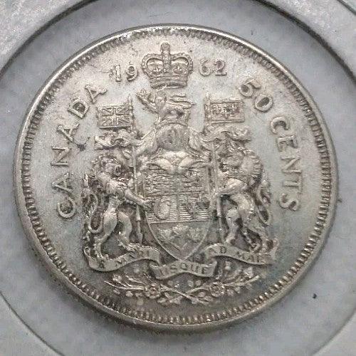 1962 Canadian 50 Cents .800 Silver Half Dollar Queen Elizabeth II - NumisFind