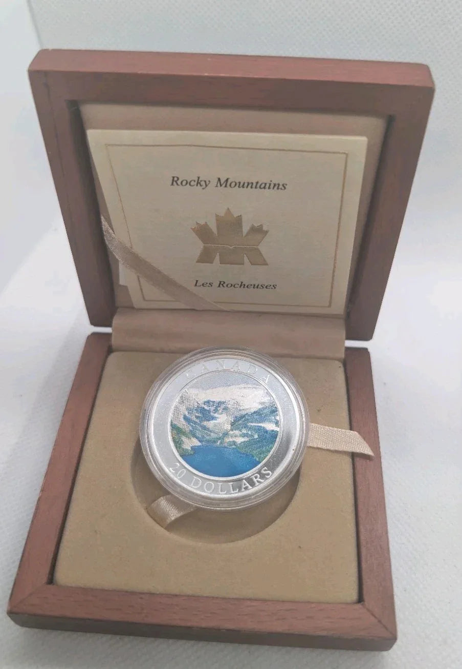 2003 Canada $20 Rocky Mountains Silver 35,000 Limited Mintage Coin in wood box - NumisFind