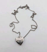 Beautiful Vintage Sterling Silver Heart Locket Figaro Chain Necklace 19"0