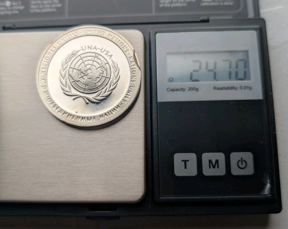 Sterling Silver 1971 UNA-USA Commemorative Proof Medal-Equality-Racial-FDI Stamp3