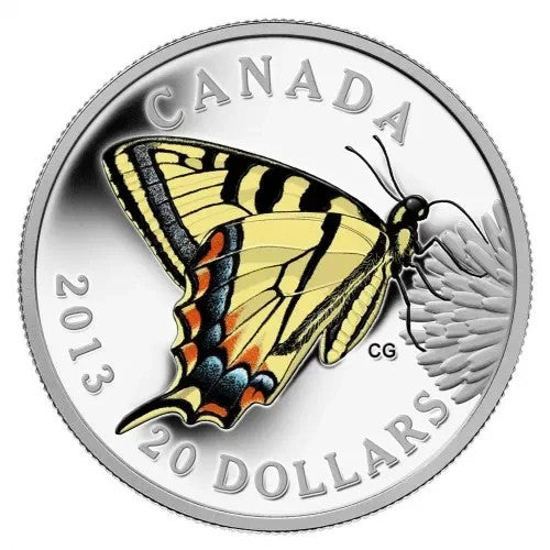 2013 Butterflies of Canada, Canadian Tiger Swallowtail, $20, 0.9999 Silver Coin0