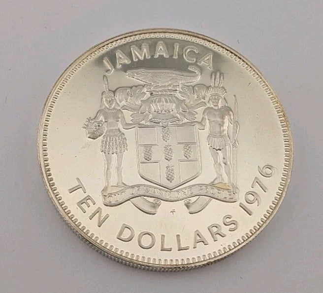 1976 Jamaica 10 Dollar Sterling Silver coin 1