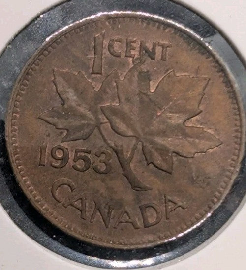 1953 Canada Small Cent Canadian 1 penny coin0