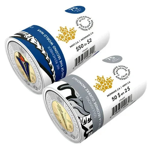 2020 WWII Victory Toonie set of 2 Special Wrap Roll Canada 2x25x2$ - NumisFind