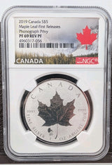 Fine Silver Coin 2019 Canada $5 Maple Leaf First Releases Phonograph Privy SP690