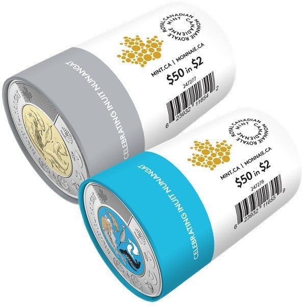 2024 Inuit Nunganat Toonie set of 2 Special Wrap Roll Canada 2x25x2$0