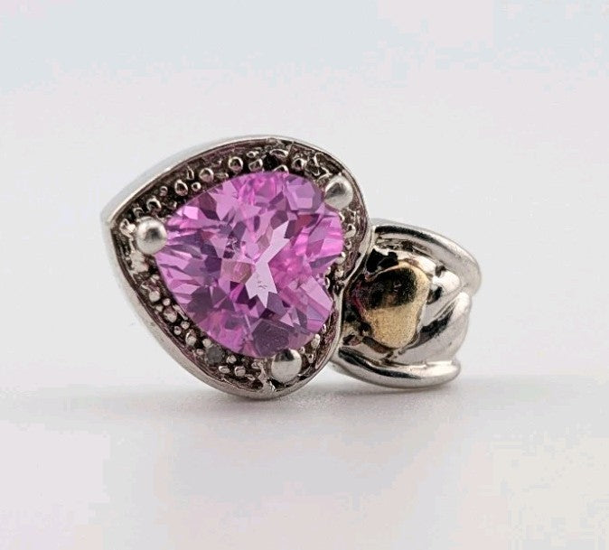 Big Love Heart Pink Gemstone sterling Silver Women Girls Pendant1