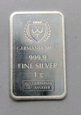 1g Germania Assayer Mint 999.9 Fine Silver Bars - NumisFind