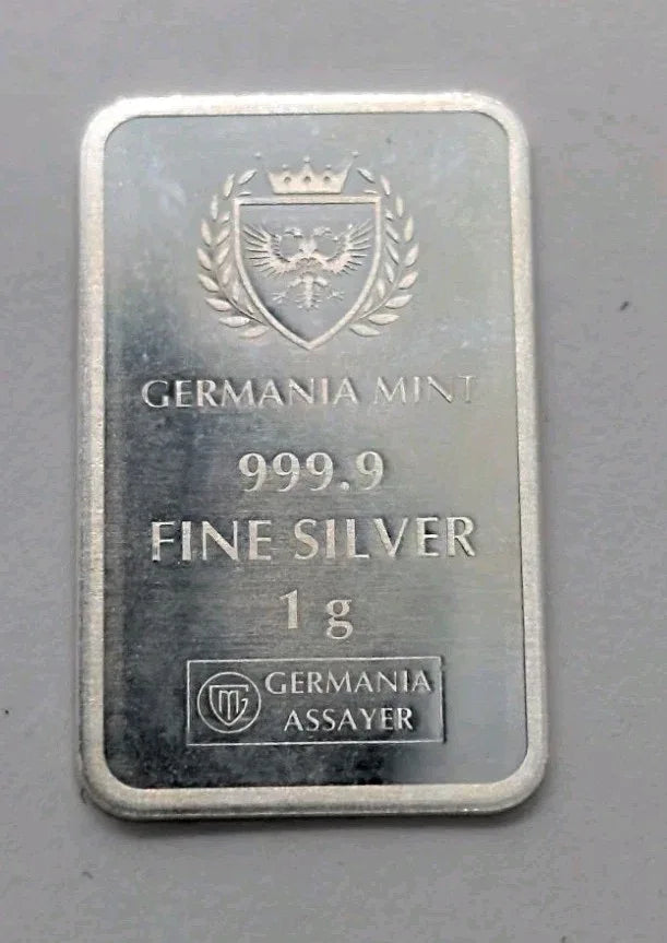 1g Germania Assayer Mint 999.9 Fine Silver Bars - NumisFind