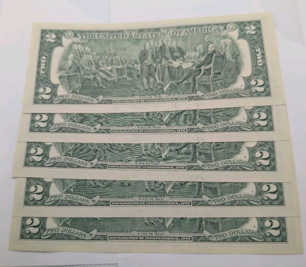 LOT 5 Consecutive Serial Number 2017 Two Dollar $2 Federal Reserve Banknote UNC - NumisFind