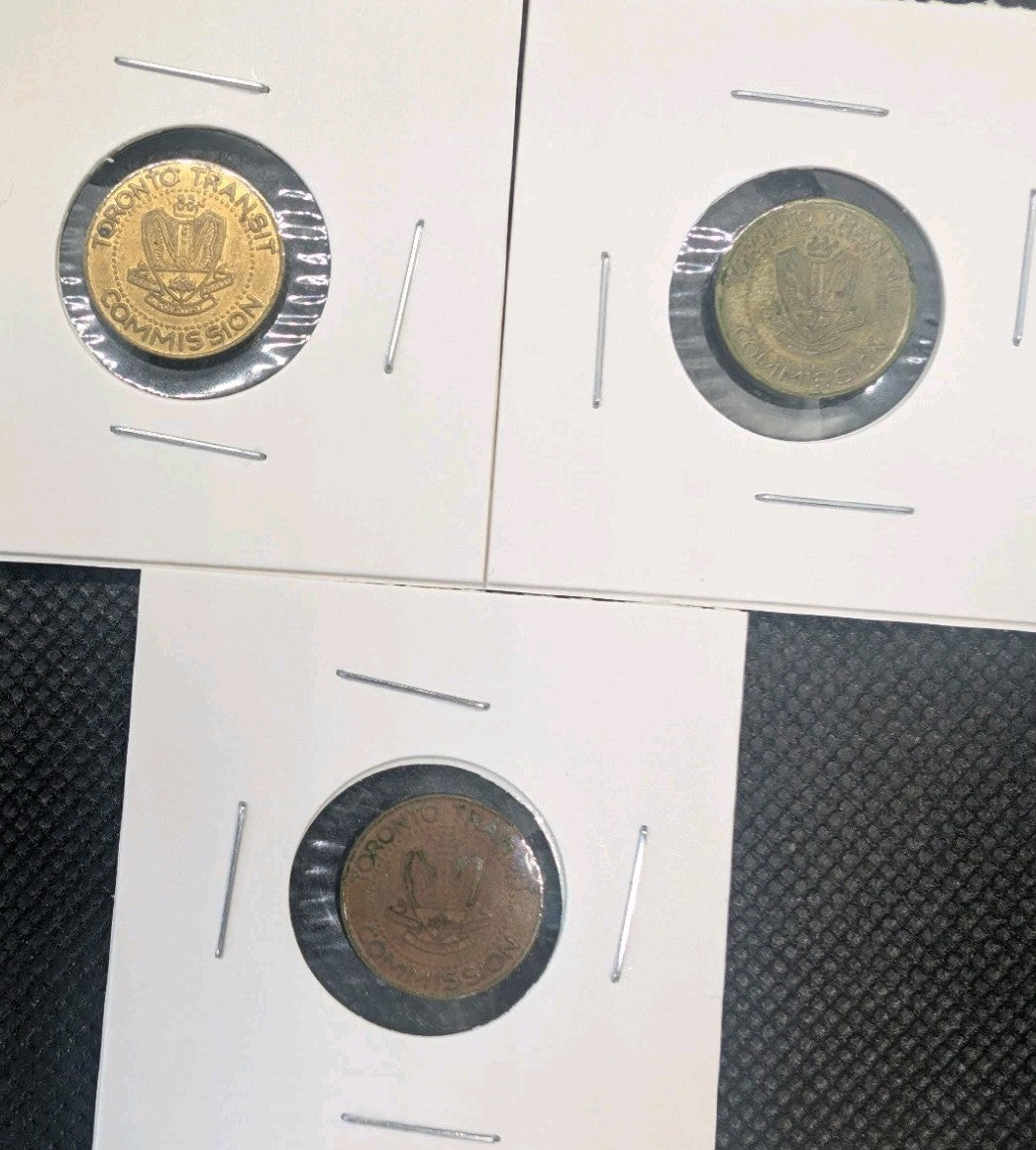 Collection Of 3 Historic Toronto Transit Commission Tokens TTC1
