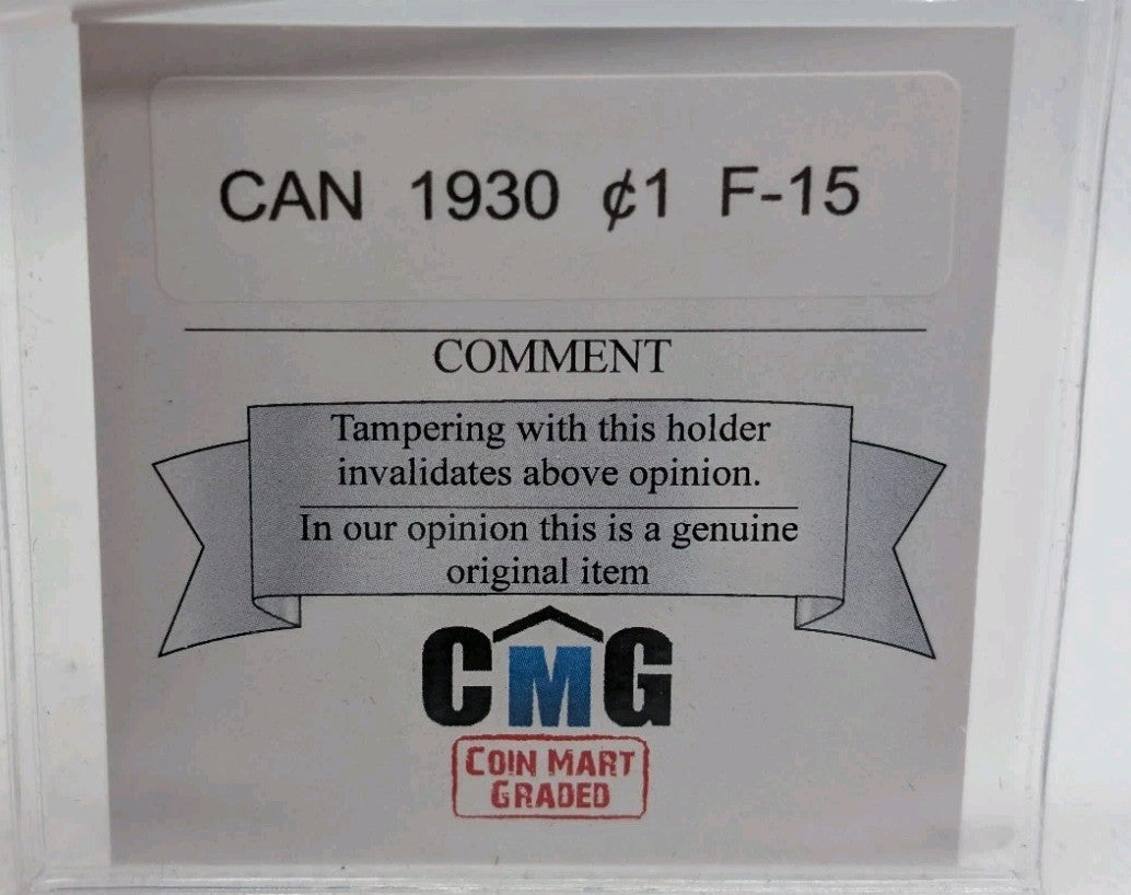 1930 CANADA 1 ONE CENT CoinMart Certified F-152