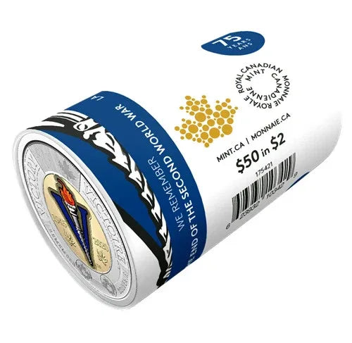 NEW ! 2020 WWII Victory Toonie $2 Color Canada Special Wrap RCM Roll - 25 coins - NumisFind