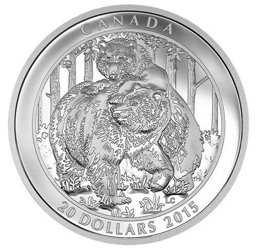2015 Canada: $20 Grizzly Bear Coin: Togetherness - 1 oz, .9999 Silver - NumisFind