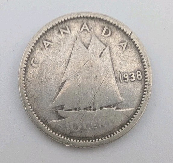 1938 Canada 10c Silver coin Dime - 2g of pure silver0