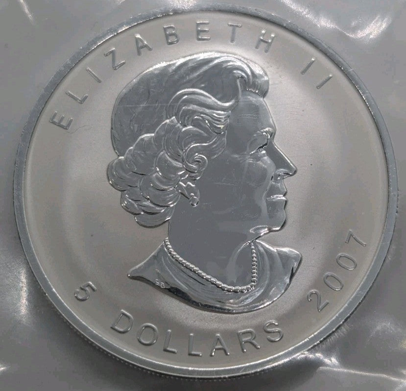 2007 $5 Fine Silver Maple Leaf 1oz F12 Privy RCM - RARE!1