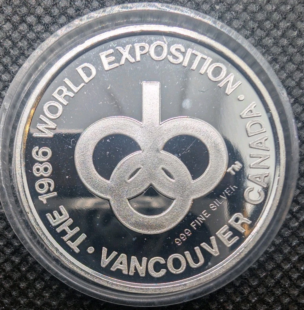1986 EXPO '86 BC Pavillion Vancouver, BC 1/2 oz Fine Silver Medallion1