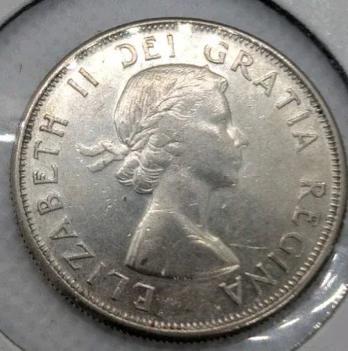 1959 Canadian 50 Cents .800 Silver Half Dollar Queen Elizabeth II UNC - NumisFind