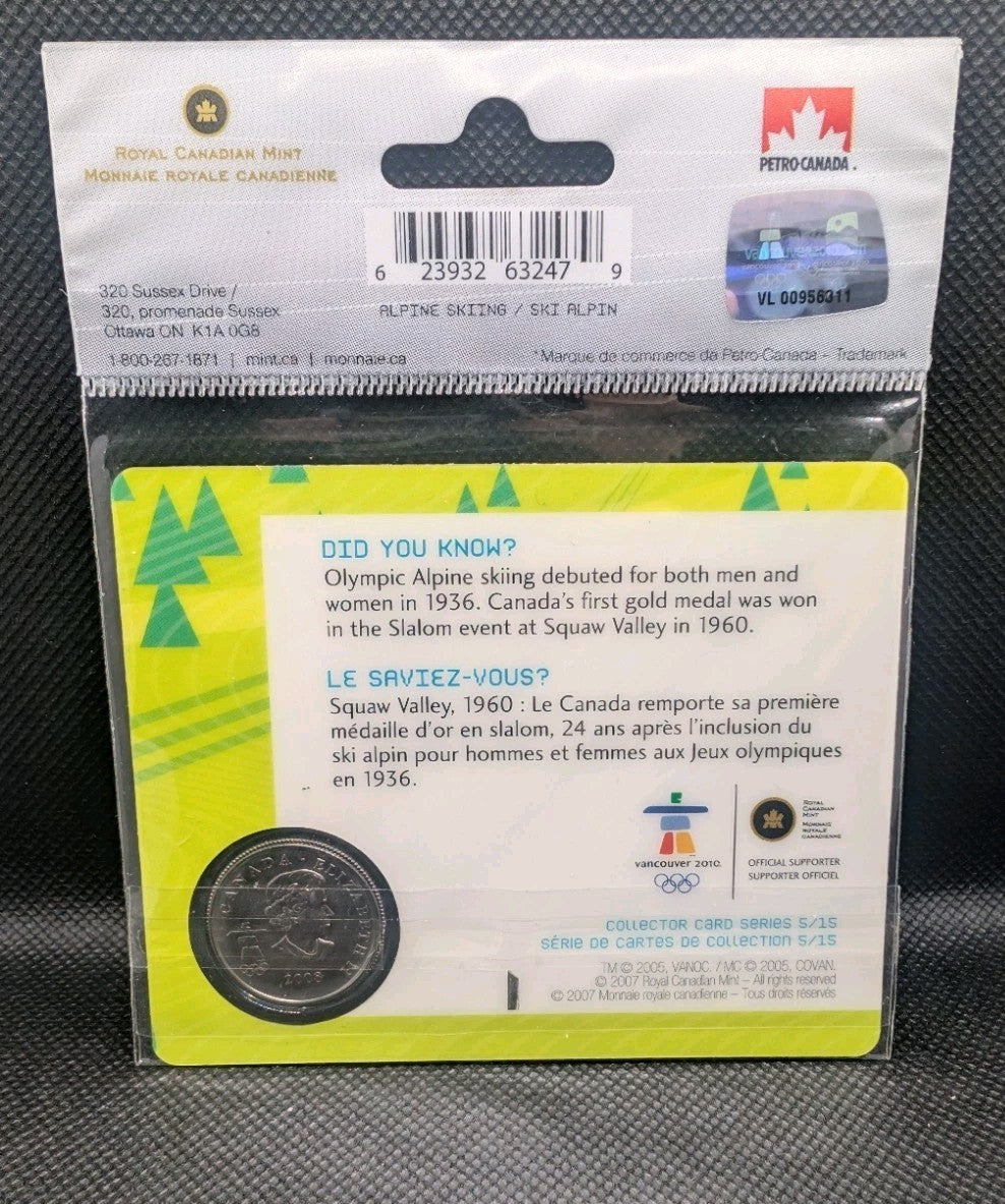 VANCOUVER 2010 Alpine Skiing 25 Cent Canadian Colorized Quarter MULE dated 2008 1