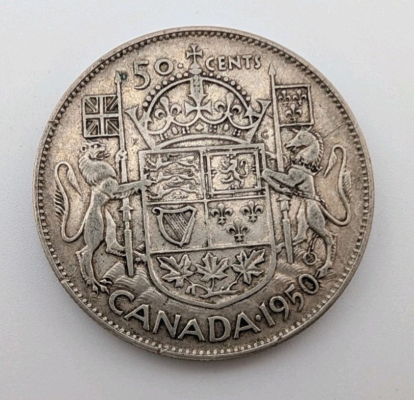 1950 No Design - Canada 50 Cents Silver Coin - 0.3oz of pure Silver0
