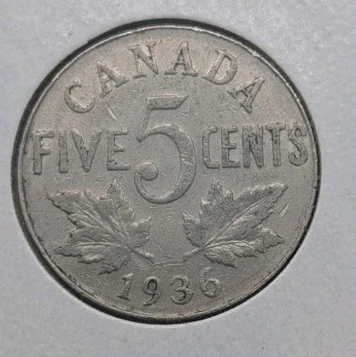 Canada Nickel 5 Cents 1936 - Circulated - Shipping Low Cost - NumisFind