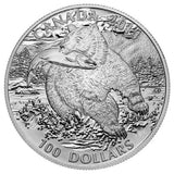 2014 Canada Grizzly Bear $100 for $100 1 oz .9999 Fine Silver Coin – Royal Canad0