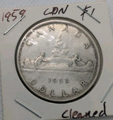 1959 Canada Silver Dollar - Cleaned And Circulated - 22 Grams 80% Silver - NumisFind