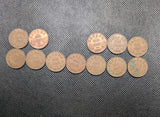 Set of 12 Canada Small Cents George V Coins (1920 -1936) - include 1927 - Circ0