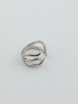 Modern Open Lines Wave Band Sterling Silver Ring-5.52